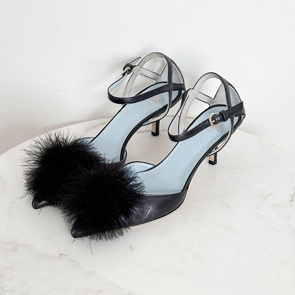 NEW Frances Valentine Willow Mink Fluffy Pom Pom Heels Size 5 - Picture 2 of 6